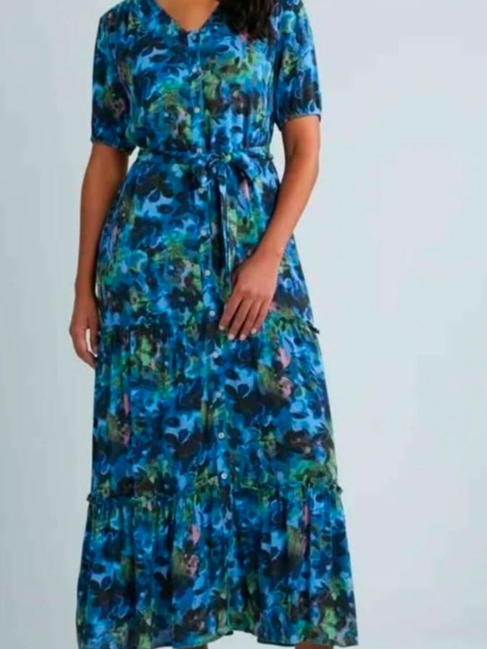 Time and Tru Women's Crinkle Maxi Dress with Short Sleeves, size medium 8-10